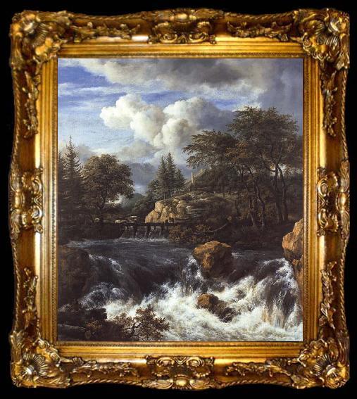 framed  Jacob van Ruisdael A Waterfall in a Rocky Landscape, ta009-2